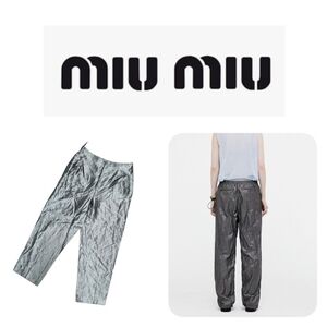 MIU MIU Size EU 46 Silver Dress Pants Women's Acetate